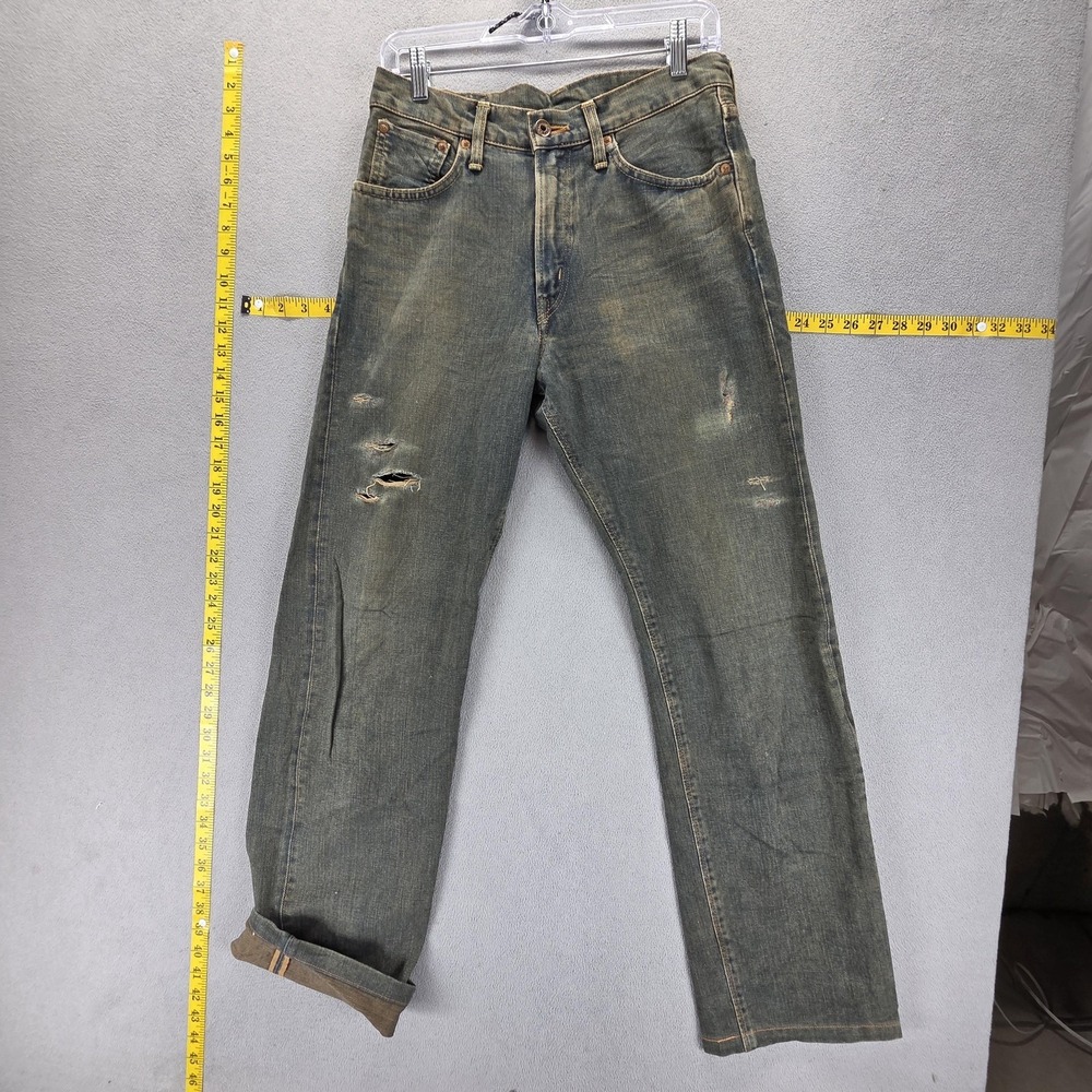 Edwin Jeans Mens 30x31 Blue Selvedge 505ZX Japan Thrashed Dirty Wash Straight